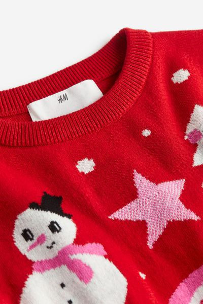 Jacquard-knit jumper - Red/Patterned - Kids | H&M GB | H&M (UK, MY, IN, SG, PH, TW, HK)