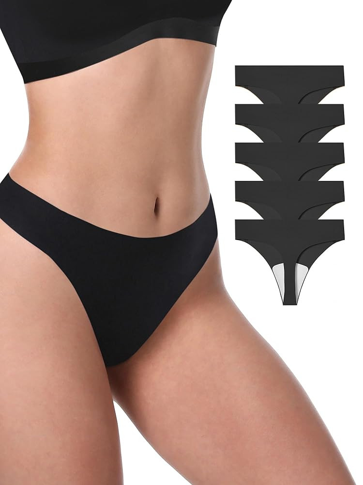 LUCKMEEY Seamless Thongs for Women No Show Thong Panties for Women No Line G-String Thongs Sexy S... | Amazon (US)