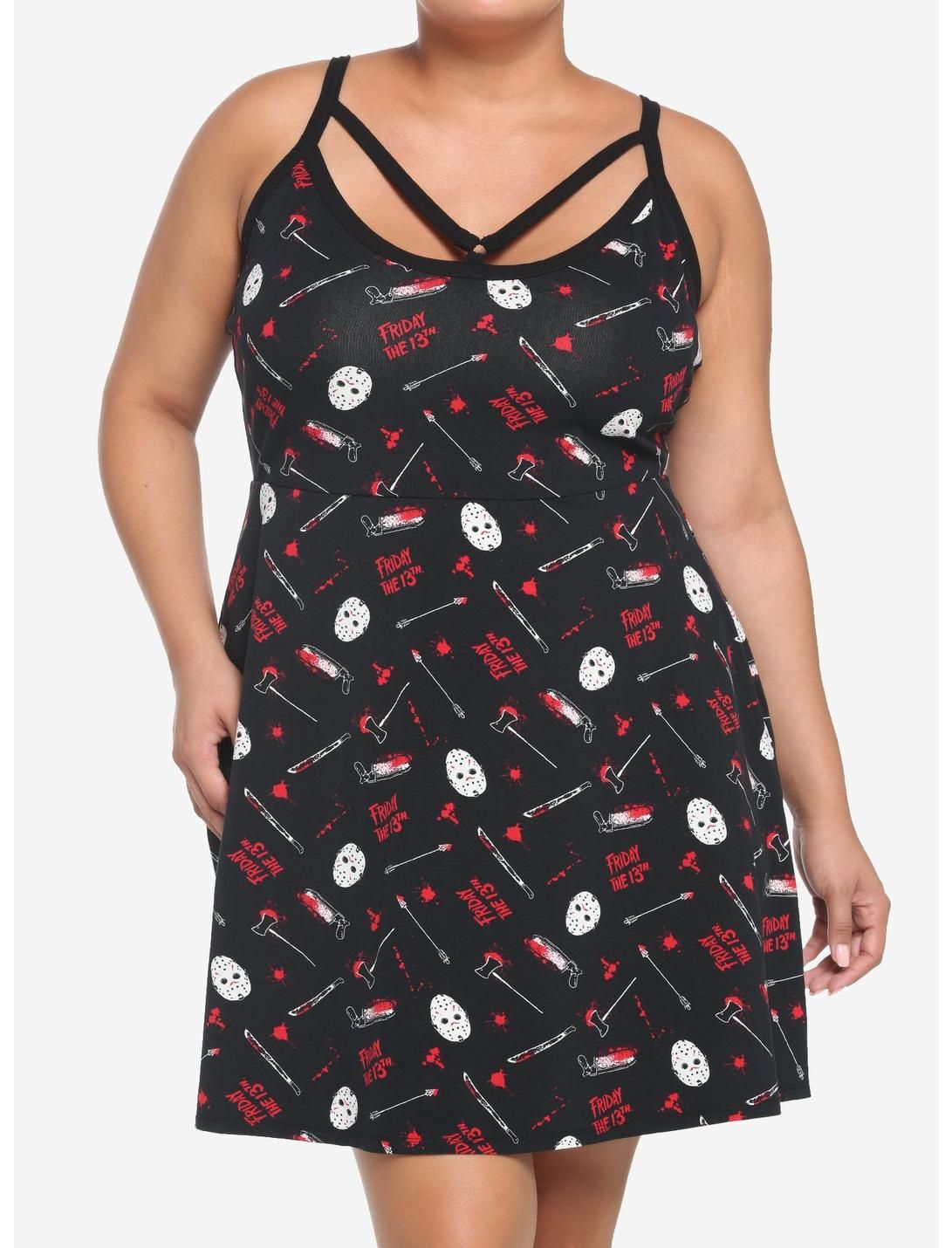 Friday The 13th Jason Bloody Weapons Strappy Dress Plus Size | Hot Topic