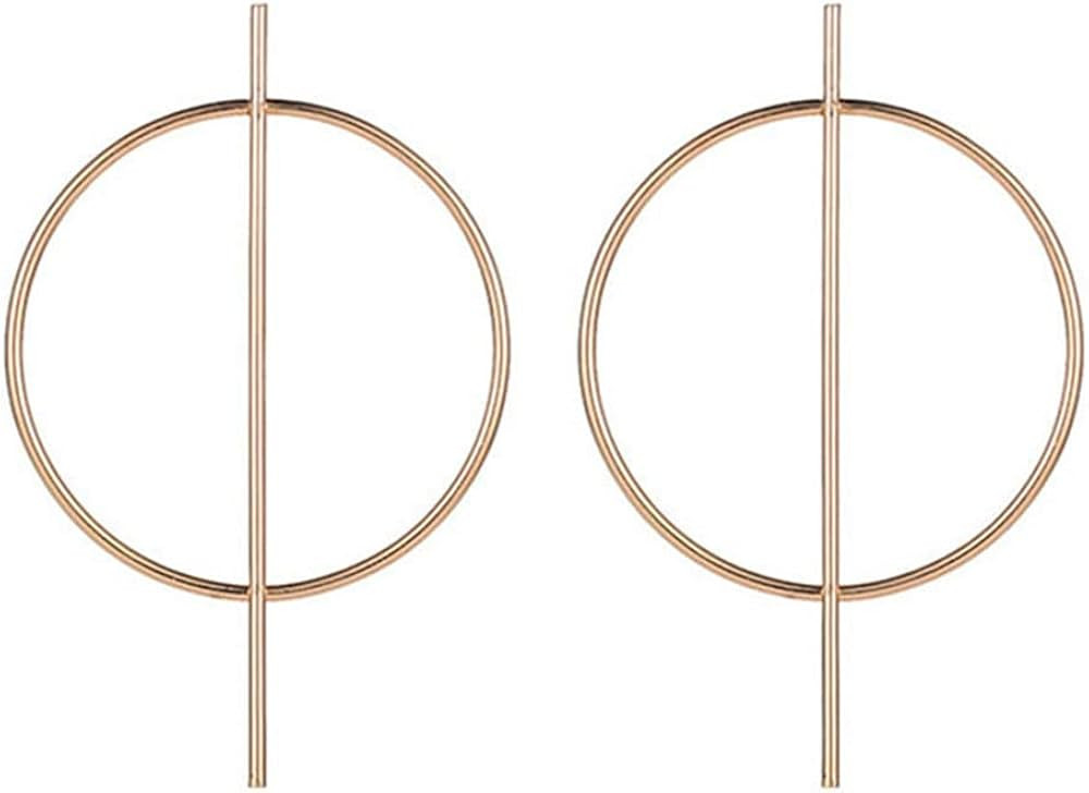 Bar Hoop Earrings Big Round Circle Earrings Geometric Circle Stick Earrings Gold Fashion Jewelry ... | Amazon (US)