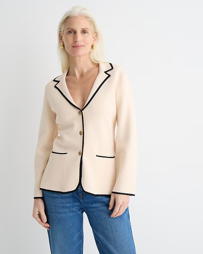 Contrast-trim waisted sweater-blazer | J. Crew US
