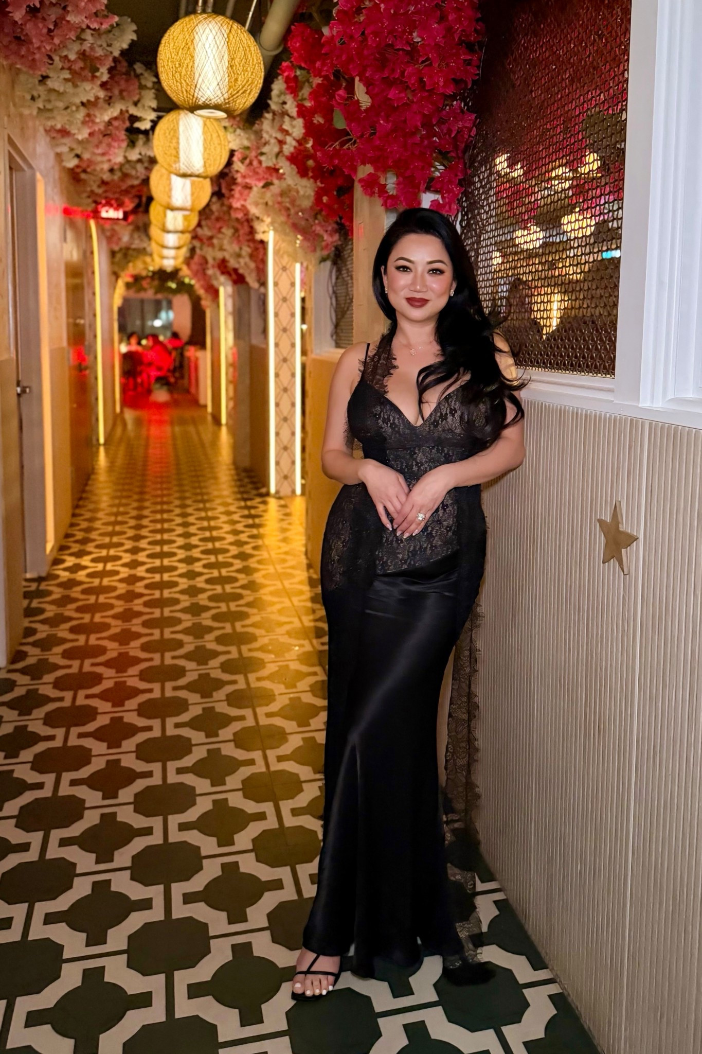 Aralia Lace Satin Maxi Dress by Bardot // A lacy floral bodice enhances the modern romance of this sleeveless V-neck dress that cascades into a smooth satin skirt. Paired it with a long lace scarf.

#LTKSpringSale #LTKootd #LTKWedding