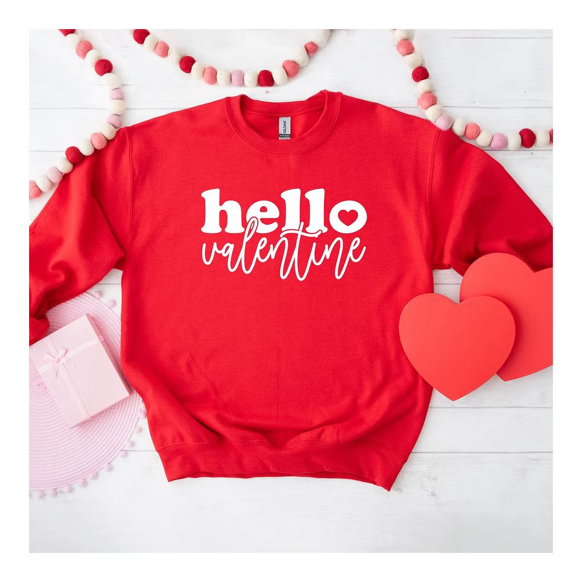 Simply Sage Market Women's Graphic Sweatshirt Hello Valentine Bold Script | Target