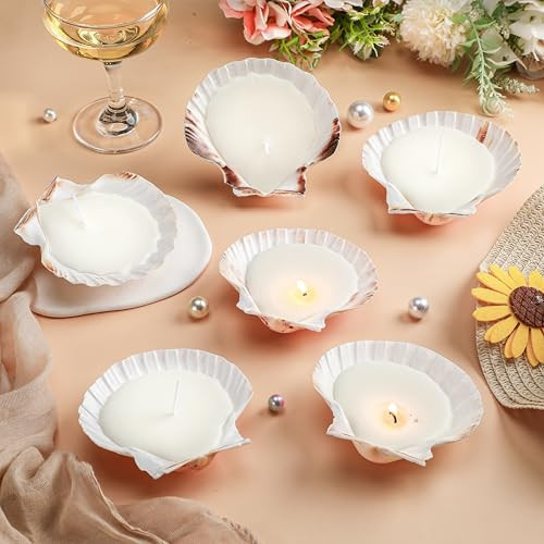 Conelist 6 Pcs Seashell Scented Candles Beach Aesthetic Trendy Hand Poured Soy Wax Handmade Seashell Shape Ocean White Candle for Pastel Room Decor | Amazon (US)