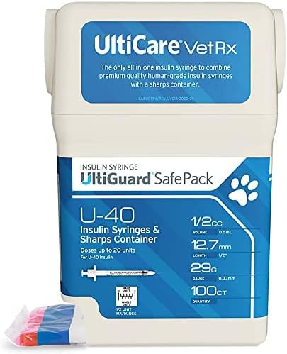 UltiCare VetRx U-40 UltiGuard Safe Pack Pet Insulin Syringes 1/2cc, 29G x 1/2", 100 ct (With 1/2 ... | Amazon (US)