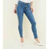 Blue Side Side Stripe Skinny Jenna Jeans New Look | New Look (UK)