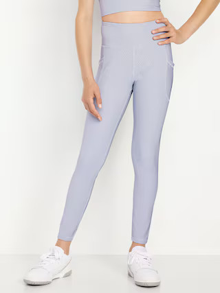 High-Waisted PowerSoft Ribbed Performance 7/8 Leggings for Girls | Old Navy (US)