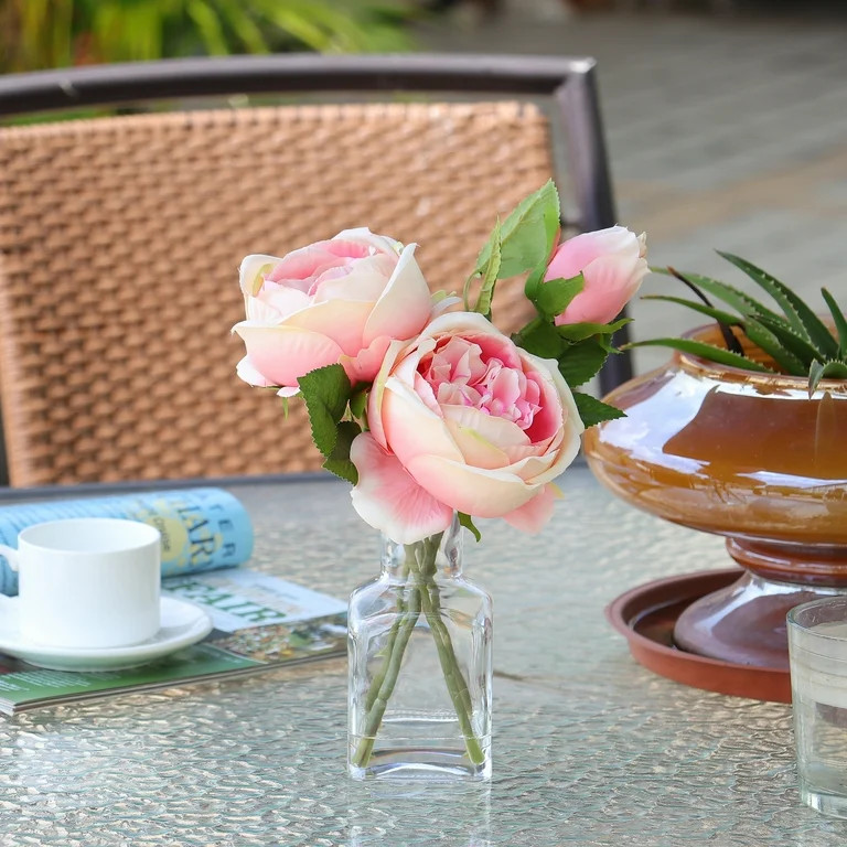 Mainstays 11" Pink Peony in Clear Glass Jar - Everyday / Greenery / Artificial Flowers | Walmart (US)