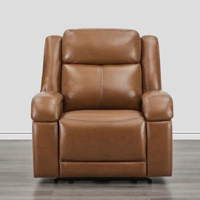 Mejas Genuine Leather Zero Wall Power Recliner with USB Port | Wayfair North America