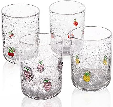 G Hand Blown Drinking Glasses, Bubble Cute Fruit Glasses,Stereoscopic Designs Grapes, Pineapples, Ch | Amazon (US)