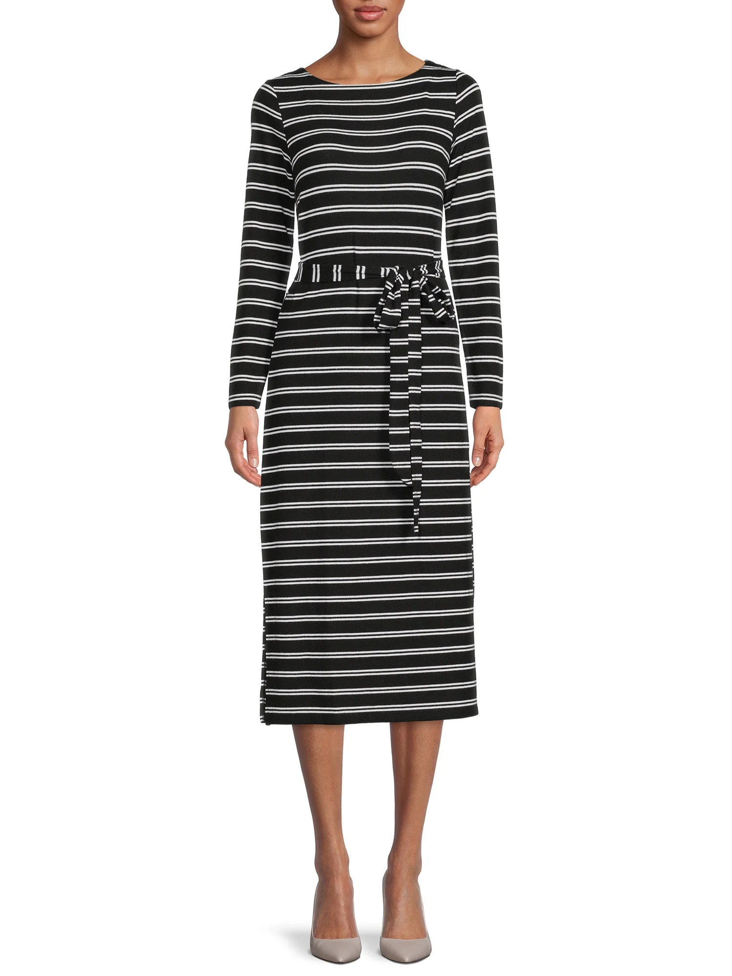 Time and Tru Women's Hacci Dress with Long Sleeves - Walmart.com | Walmart (US)