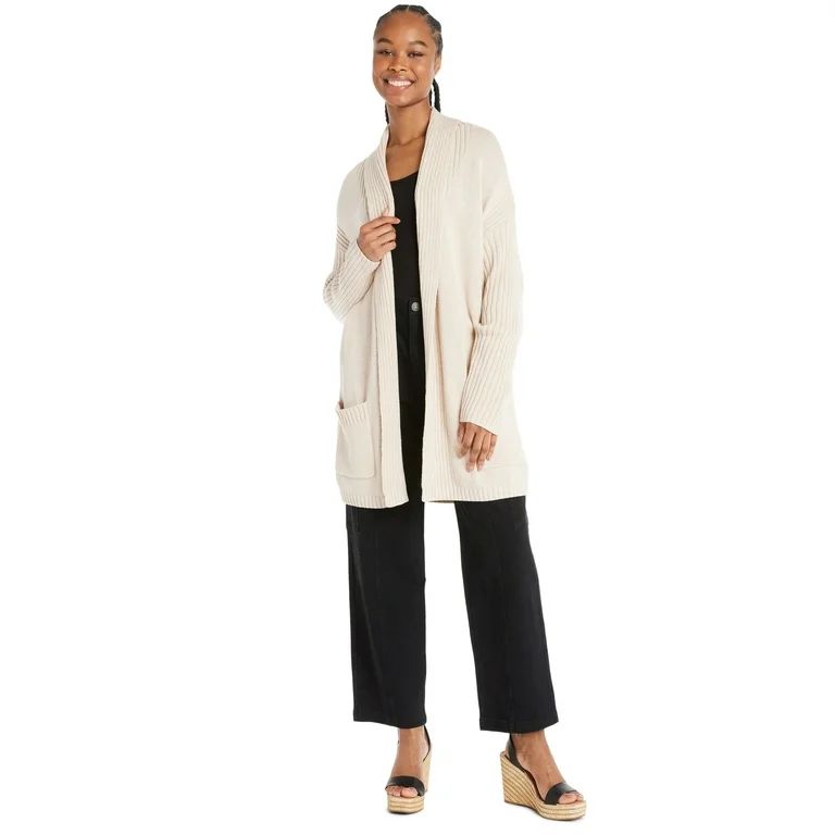 Time and Tru Women's Shawl Collar Cardigan with Long Sleeves, Sizes XS-XXXL | Walmart (US)