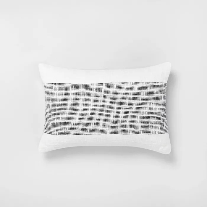 14" x 20" Textured Lumbar Throw Pillow Railroad Gray / Sour Cream - Hearth & Hand™ with Magnoli... | Target