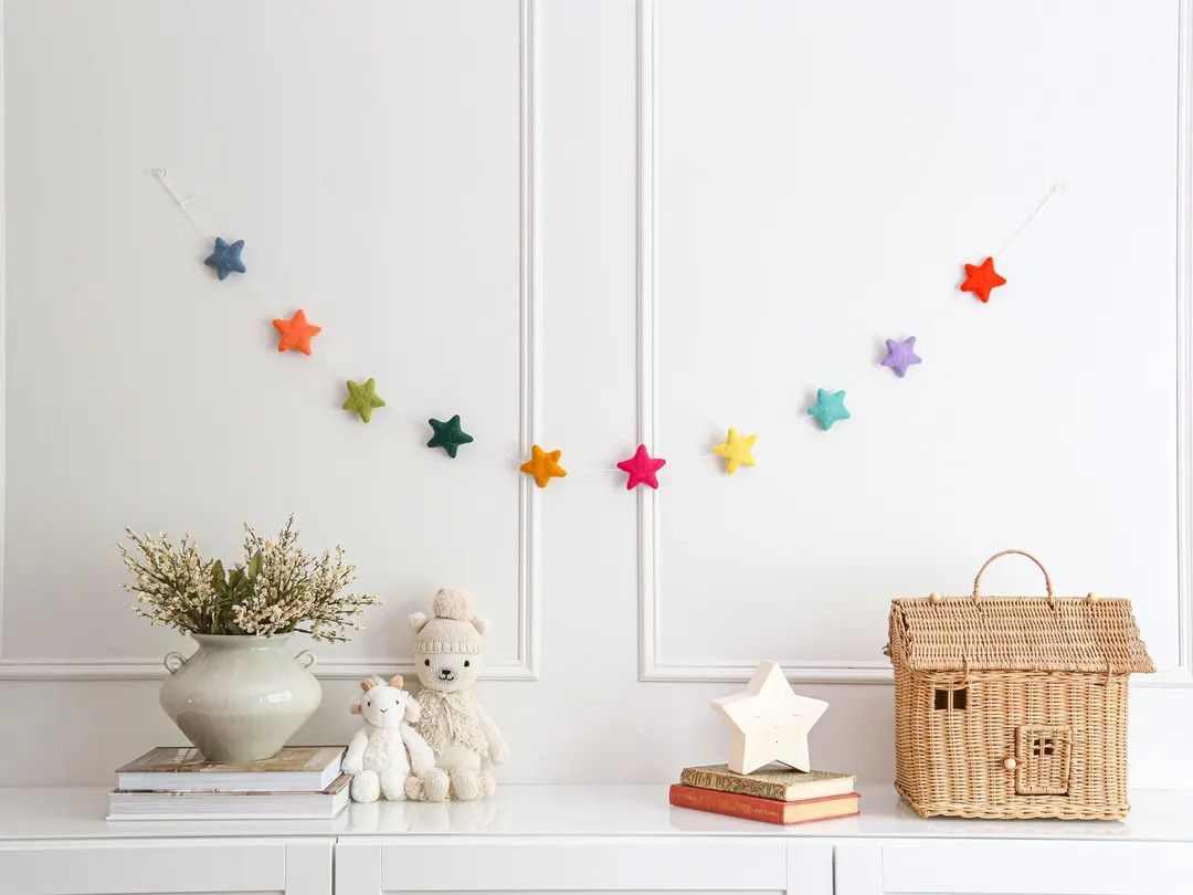 Felt Banner Nursery, Kids Birthday Party Decoration Rainbow, Star Themed Party Decor, Colourful S... | Etsy (US)