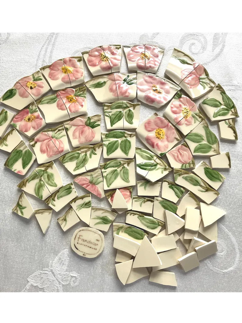 FADED ROSES Vintage Franciscan Desert Rose MOSAIC China Tiles - 50 Plus Tiles - Etsy | Etsy (Global)