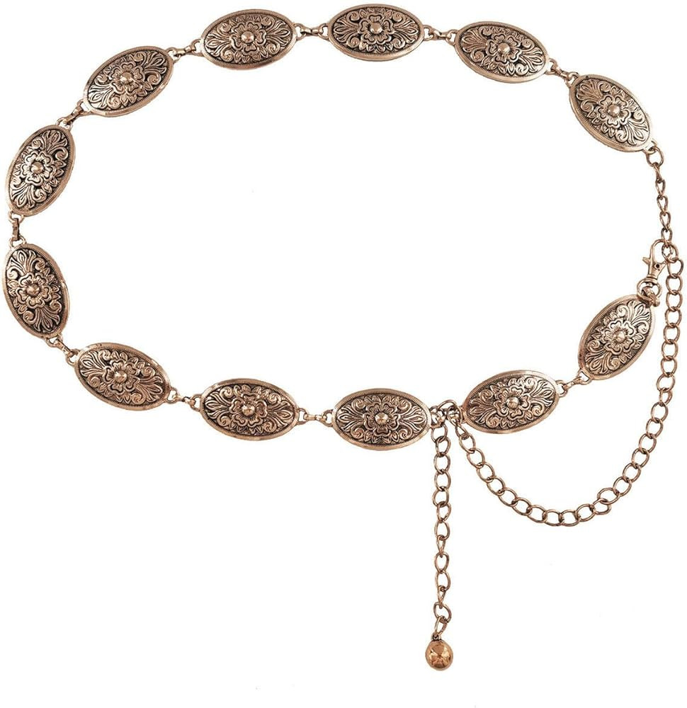 TOPACC Western Metal Concho Belt for Women Cowgirl Chain Belts for Dresses Jeans Country Concert ... | Amazon (US)