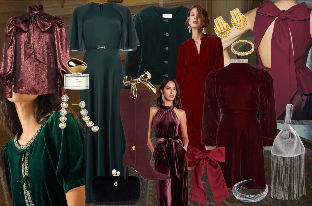 My festive outfit favorites from the high-street 🤎 Christmas Day look, velvet dress, bow accessories, evening wear for the season 🫶🏻 Timeless, Classic style for party season! 

 #LTKuk #LTKfestive #LTKpartywear
