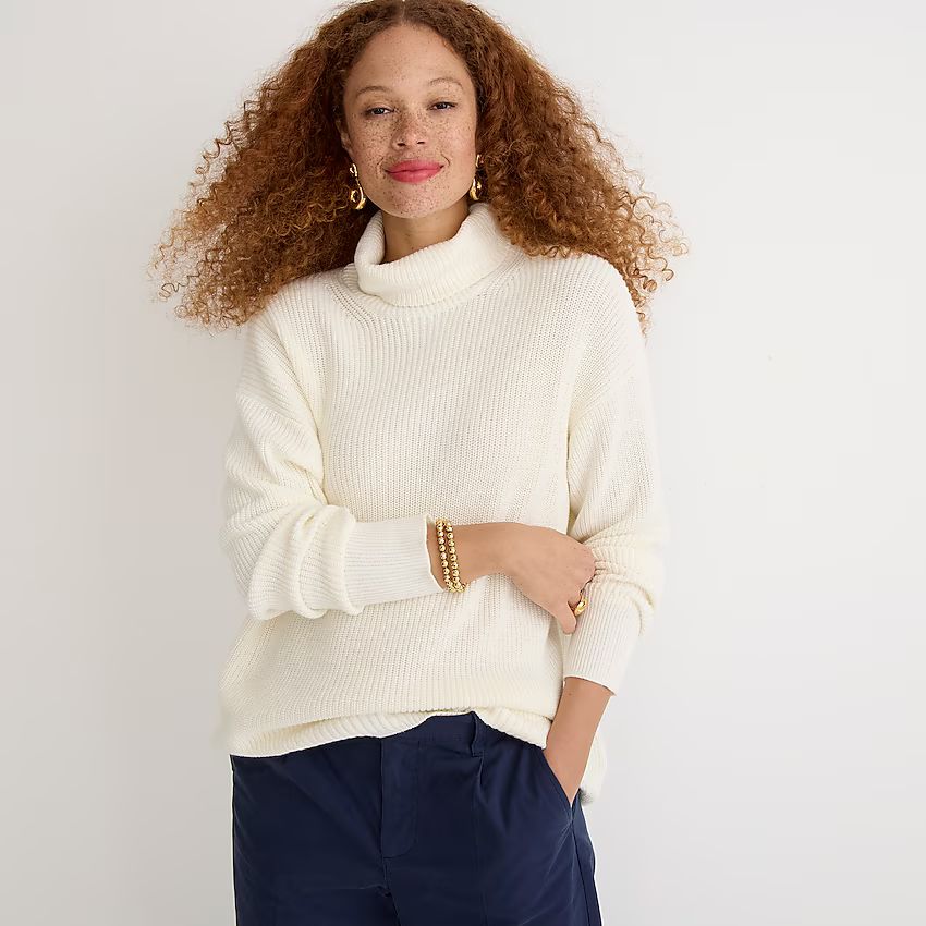 Ribbed cotton-cashmere relaxed turtleneck sweater | J.Crew US