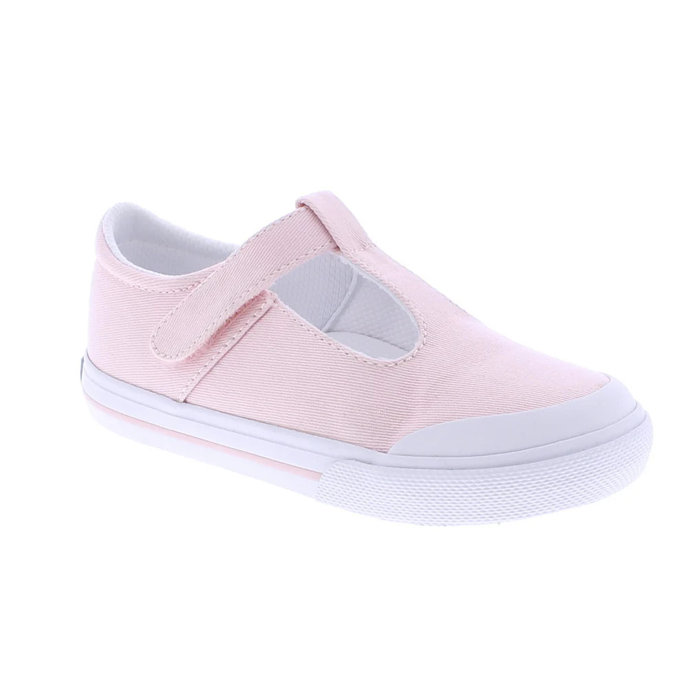 Footmates Drew T-Strap Leather Sneaker- Rose Leather | Persnickety