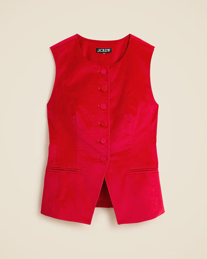 Essential cutaway vest top in velvet | J. Crew US