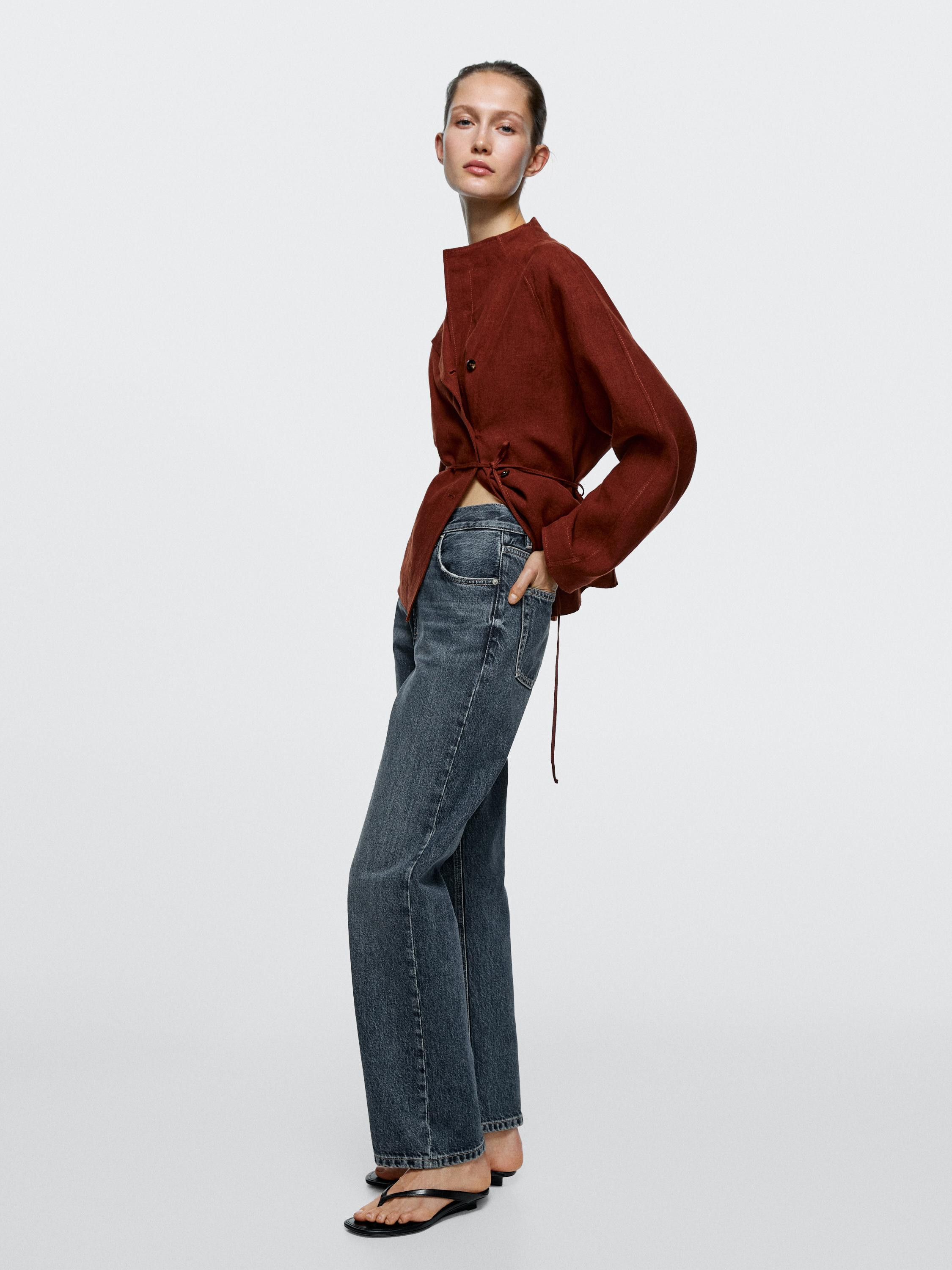 Straight-leg high-waist jeans | Massimo Dutti UK