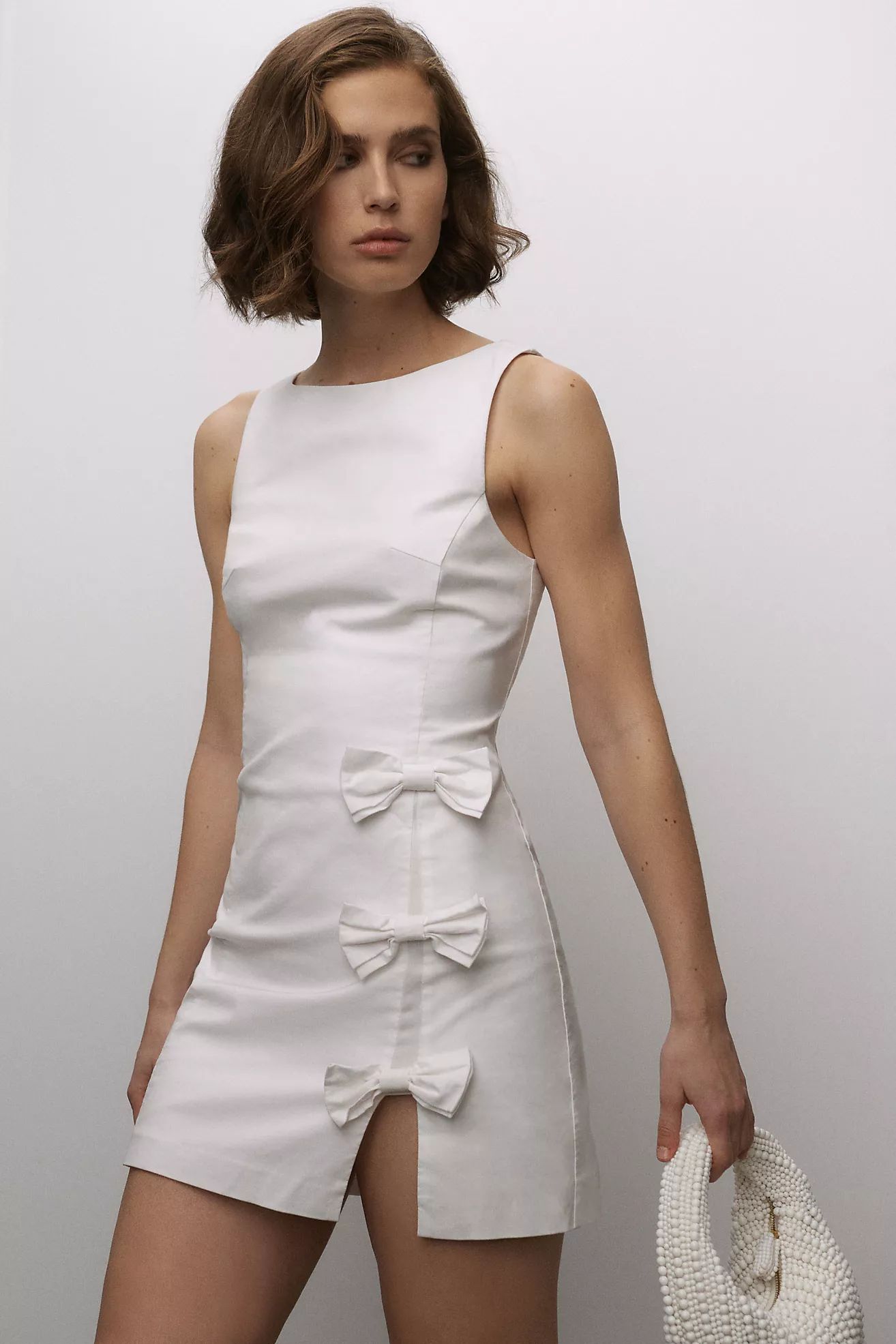 BHLDN Eliza Bow Side-Slit Mini Dress | Anthropologie (US)