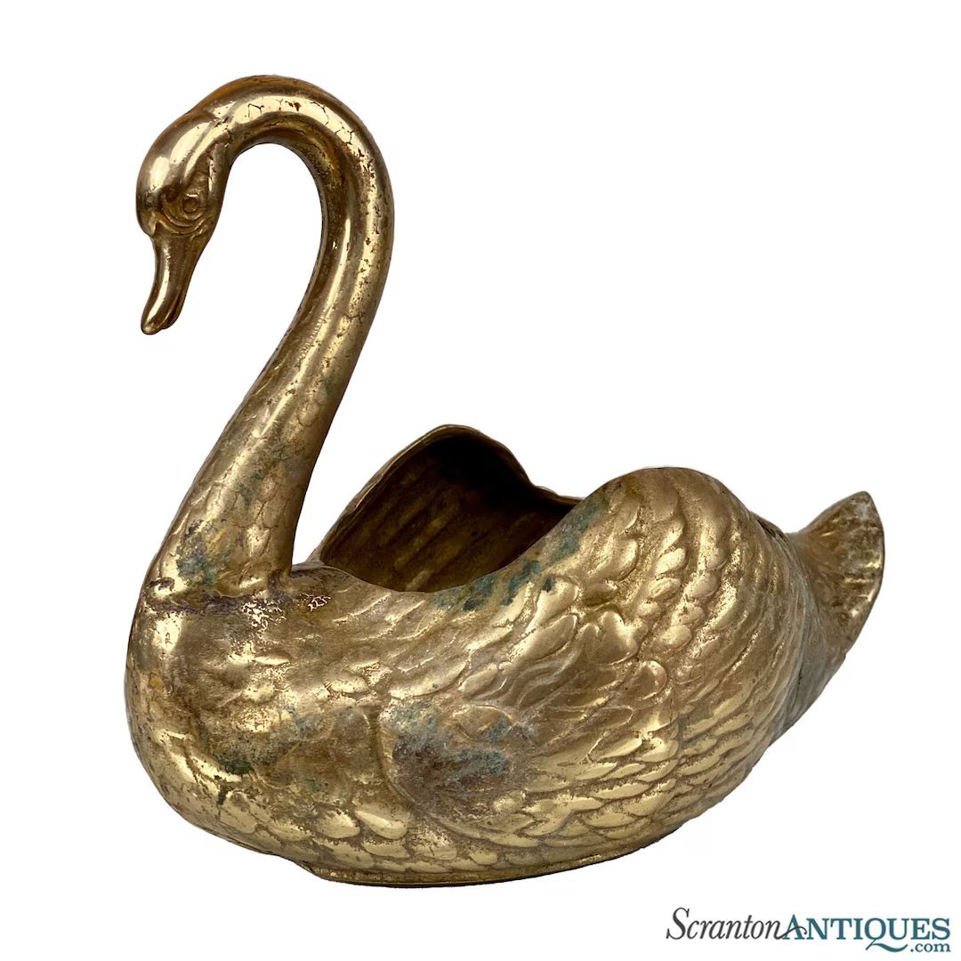 Vintage Traditional Brass Swan Bird Planter - Etsy | Etsy (US)