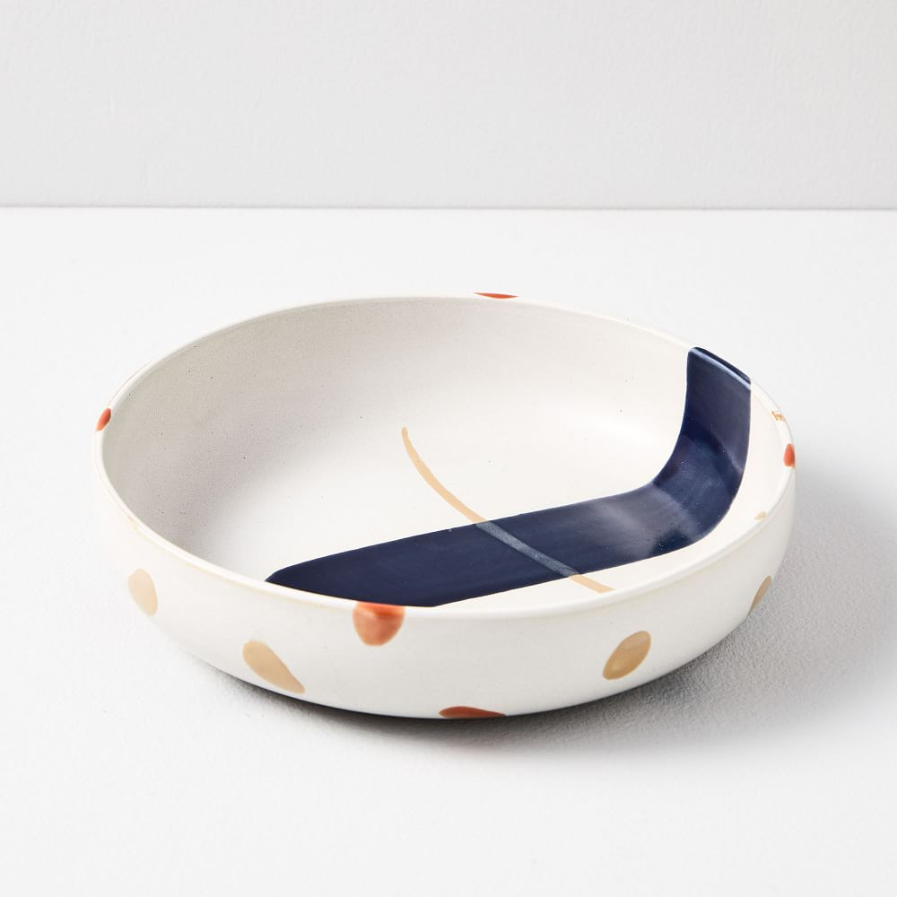 Sway Stoneware Low Bowl, Painted, Individual, Multi | West Elm (US)