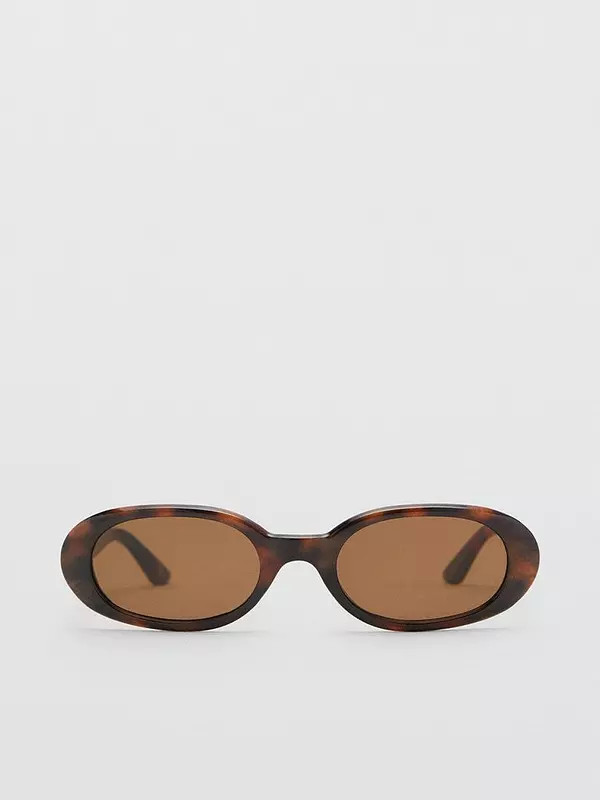 Mango Oval Frame Sunglasses - Dark Brown | Very (UK)