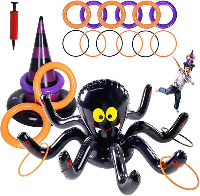 Max Fun Halloween Ring Toss Game Inflatable Spiders Witch’s Hat Toss Game for Kids Halloween Pa... | Amazon (US)