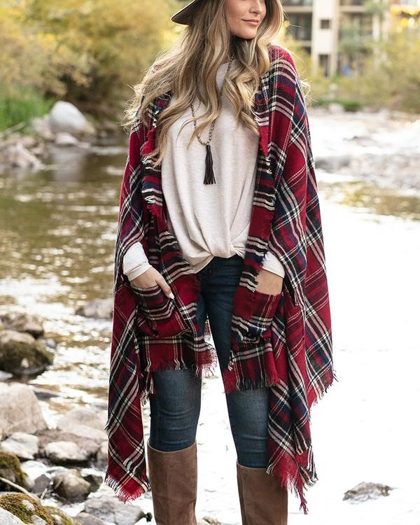 (**new color**) "Christmas" Pocket Poncho | Grace and Lace