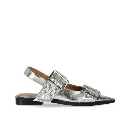 Ganni Female Silver Slingback Ballet Flat Shoe With Buckles Silver Sizes EU 34-50 2/3 | Walmart (US)