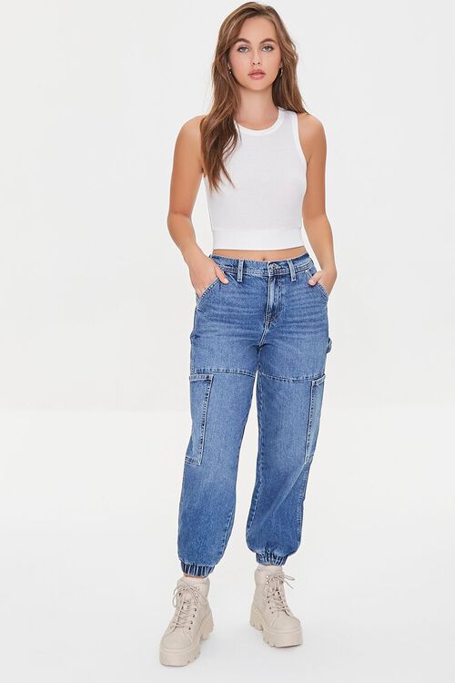 Whiskered Denim Joggers | Forever 21 (US)