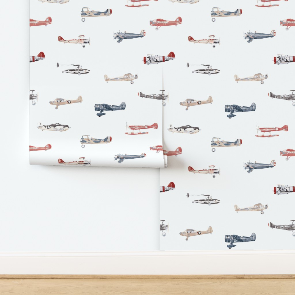 Red White and Blue Planes Wallpaper | Spoonflower | Spoonflower