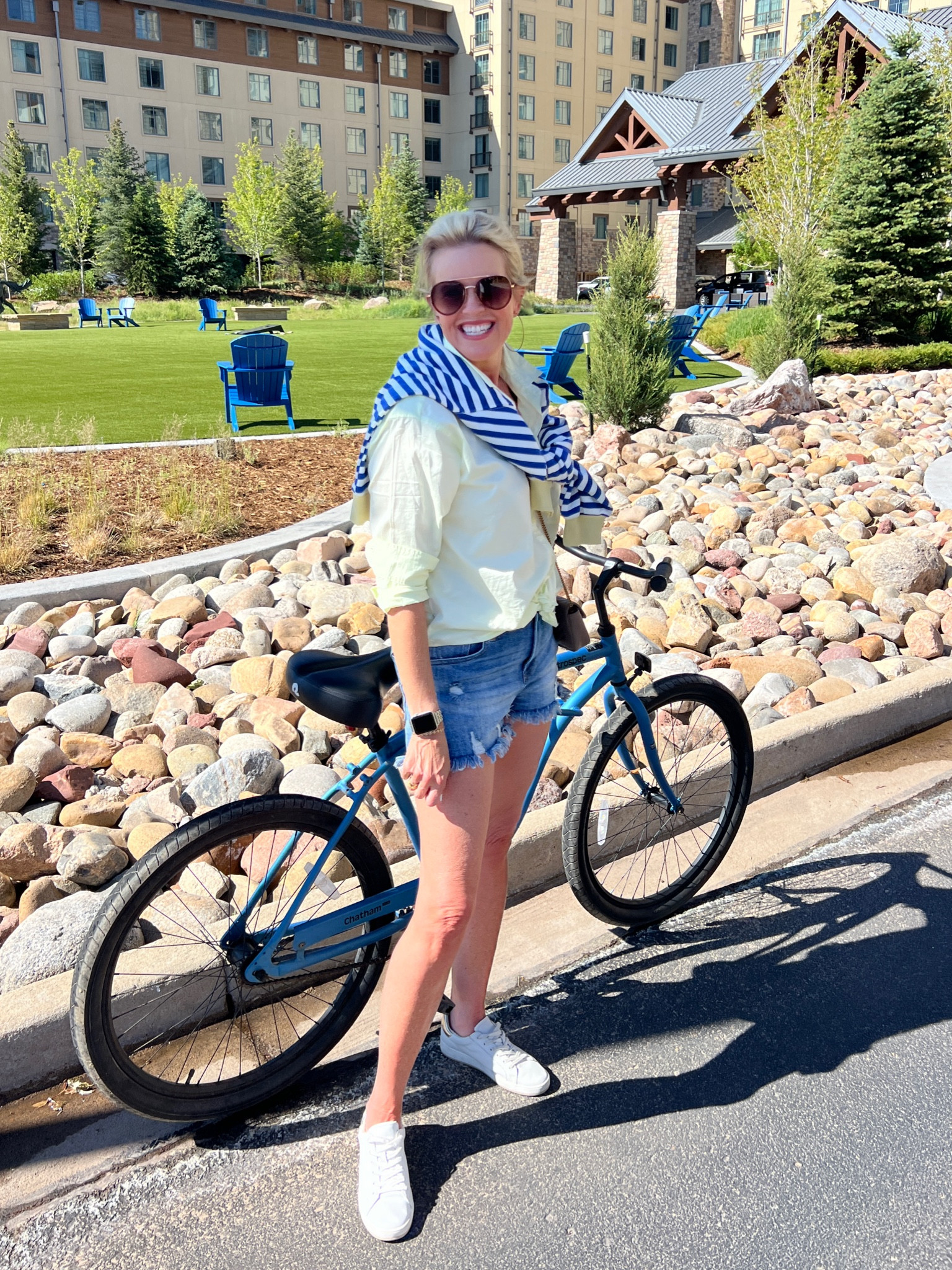 Easy summer outfit 

American Eagle button up tts

Risen denim shorts tts I am in 27

White tennis shoes  (leather Chicos)

Amazon find stripe sweatshirt 

Chicos sunglasses 

#LTKActive #LTKFindsUnder50 #LTKStyleTip