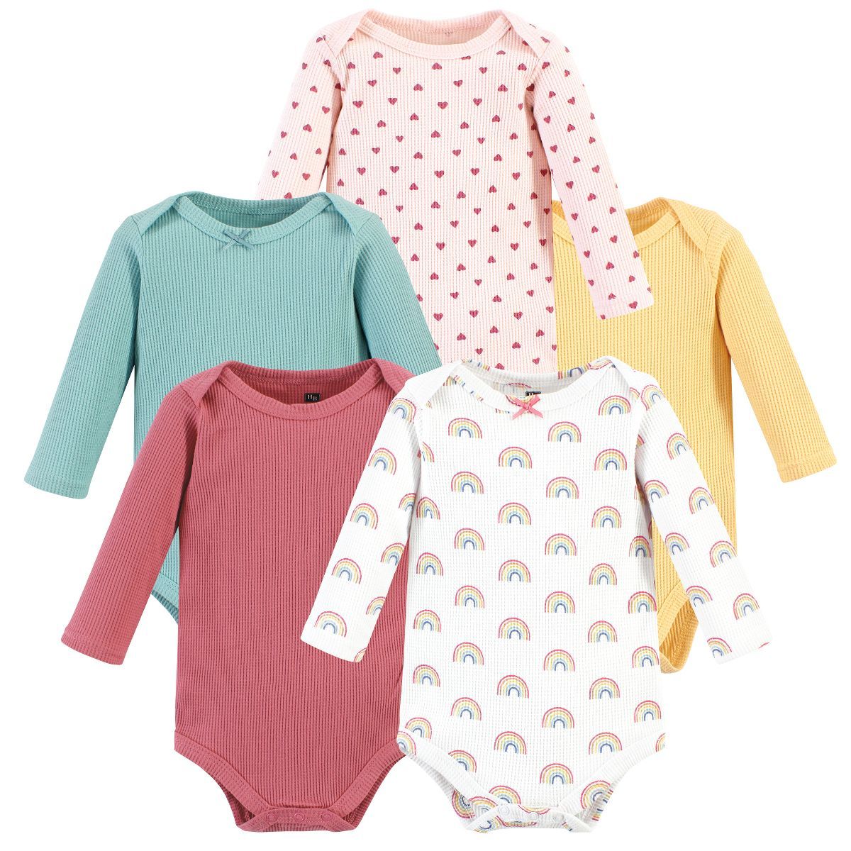 Hudson Baby Infant Girl Thermal Long Sleeve Bodysuits, Creative Rainbows | Target
