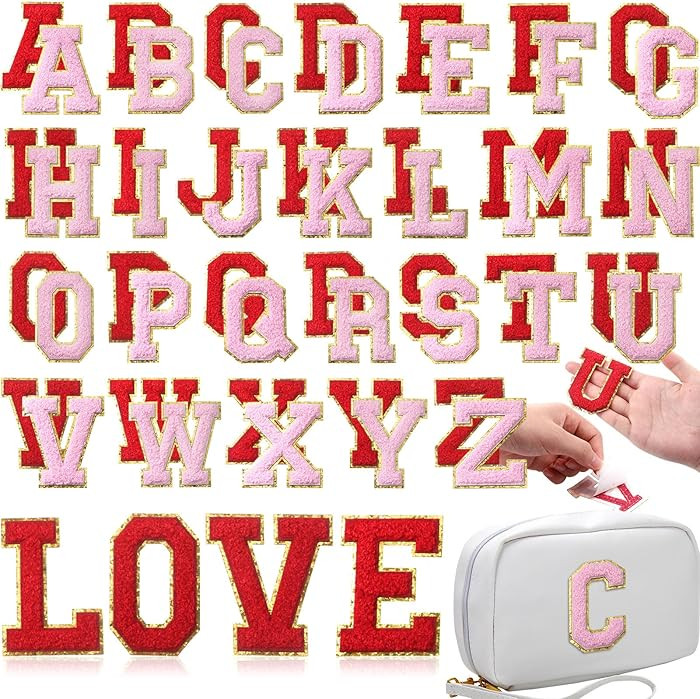 WILLBOND 52 Pcs Chenille Letter Patches A-Z, Self Adhesive Alphabet Patches 2.2/2.8 Inch for Clot... | Amazon (US)