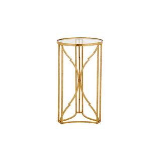 StyleWell Gold Leaf Metal and Glass Accent Table with Hourglass Shape Base (15.75 in. W x 27.75 i... | The Home Depot