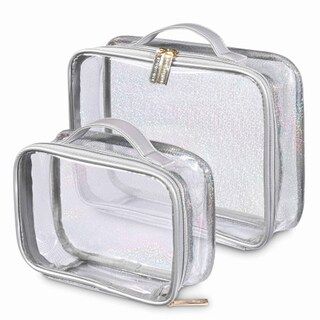 Byootique Set of 2 Clear Makeup Bag Cosmetic Organizer Travel Toiletry Pouch Handle Zipper | Kroger