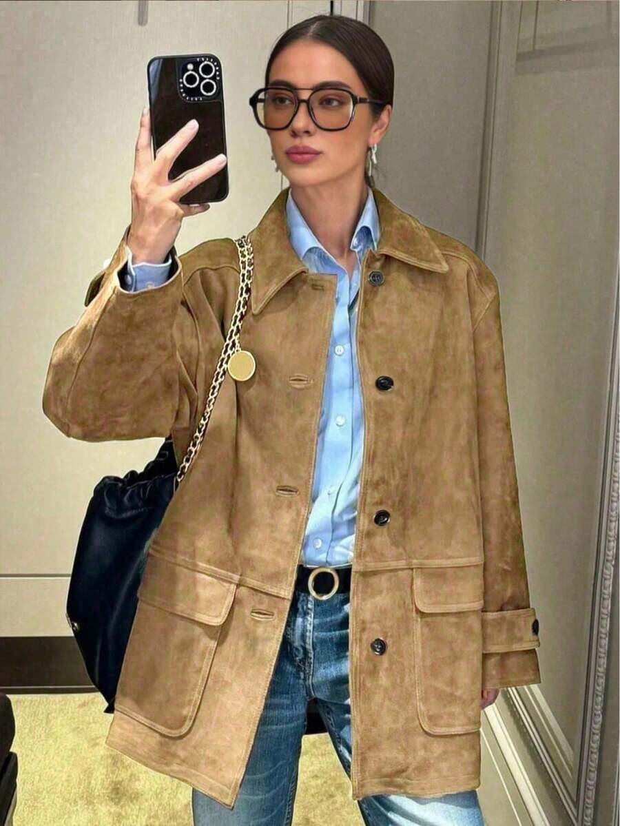 Women's Long Sleeve Casual Elegant Commuter Jacket, Suitable For Vacation And Daily Wear, Autumn/... | SHEIN
