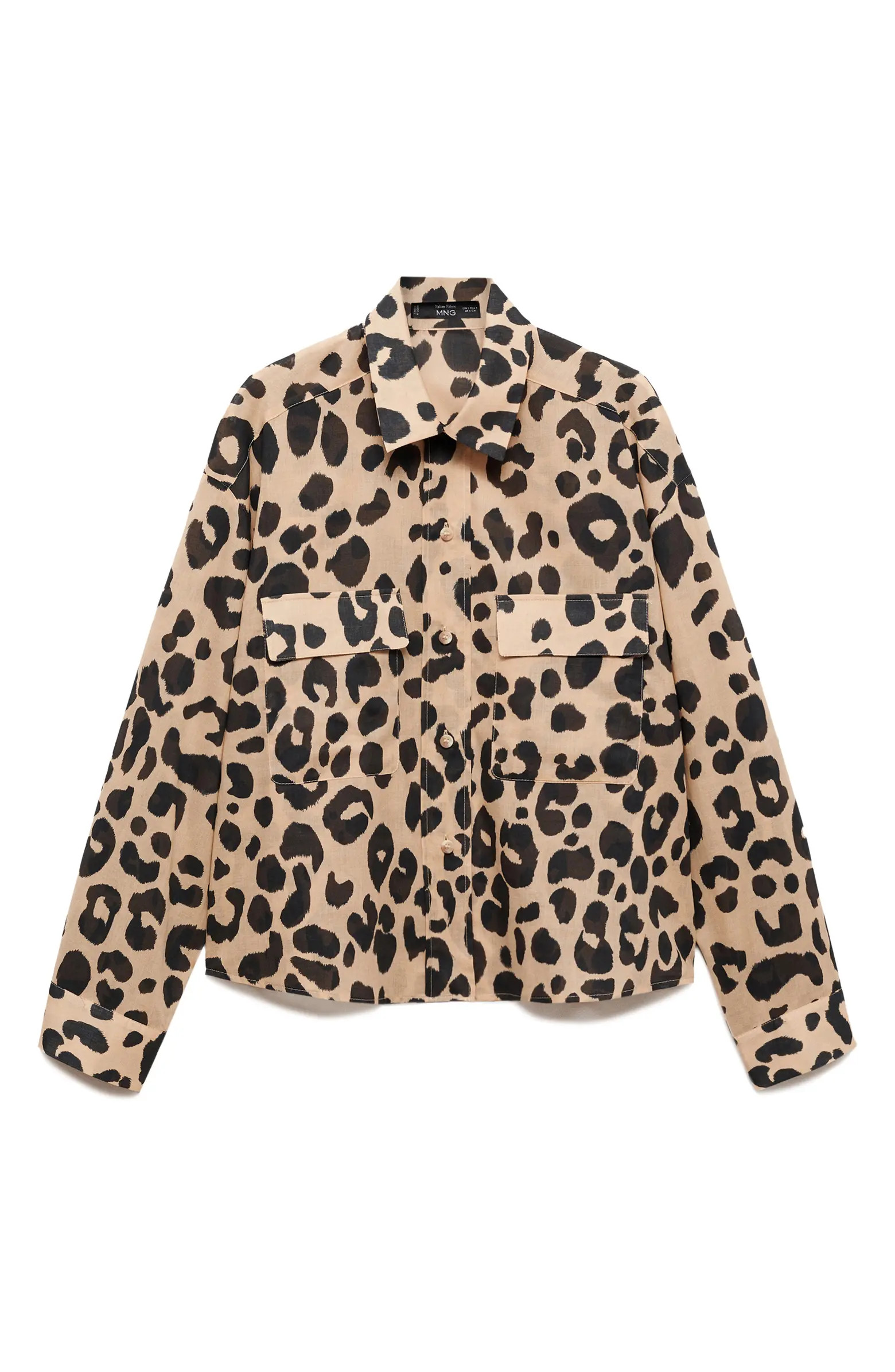 MANGO Animal Print Cotton Button-Up Shirt | Nordstrom | Nordstrom