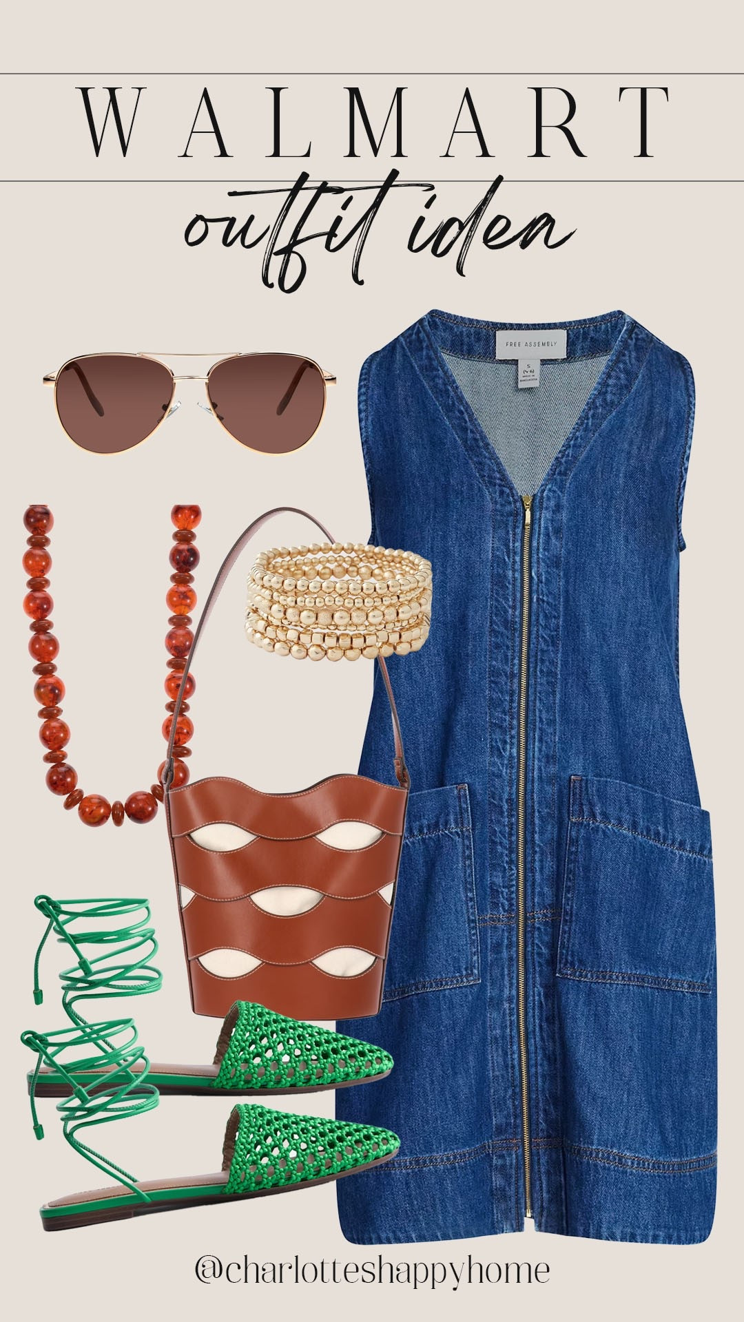 Fun, colorful summer outfit idea that looks super high end… But it’s all from Walmart! 🤩

#walmartfinds

Walmart finds. Walmart fashion. Walmart new arrivals. Walmart denim summer dress. Walmart designer inspired bucket bag. Walmart green flats. Walmart beaded necklace. Trendy summer style.

#LTKootd #LTKSeasonal #LTKgrwm
