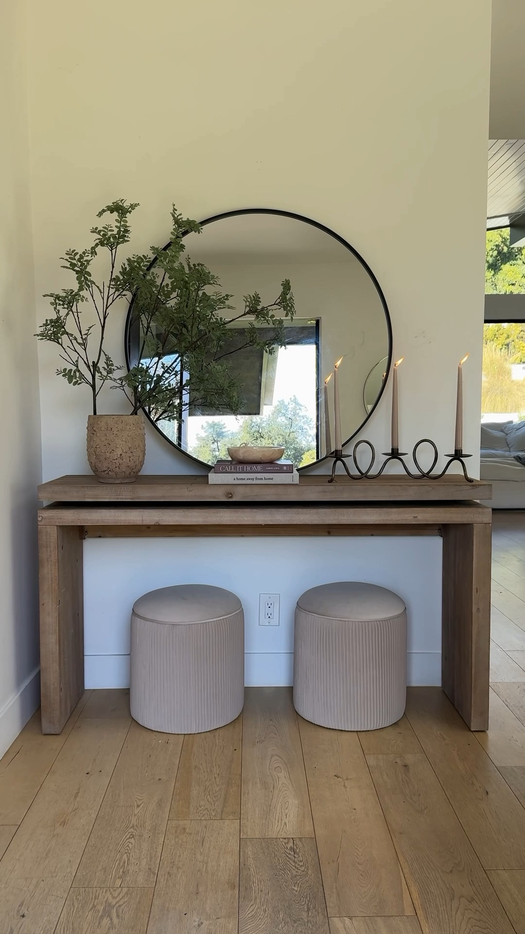  I can’t believe this console table is only $300 - color is the Natural. It looks so similar to a designer table we have in our home but for more than half off. Really great quality and love the wood tone.  I adore the color and texture the poofs add to the space and the candlestick holder is so beautiful and adds a nice vintage touch.  Have you been looking to update any of your spaces? Now is the perfect time to shop! My mirror is 42”



Wood console table green branches fig tree poor ottoman barrel chair wicker rattan pendant black round mirror candle stick holder vintage travertine bowl accent upholstered chair brown organic vase 

#LTKSaleAlert #LTKHome