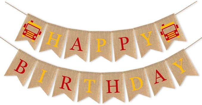 SWYOUN Burlap Firetruck Happy Birthday Banner Fireman Birthday Party Decoration Bunting Garland S... | Amazon (US)