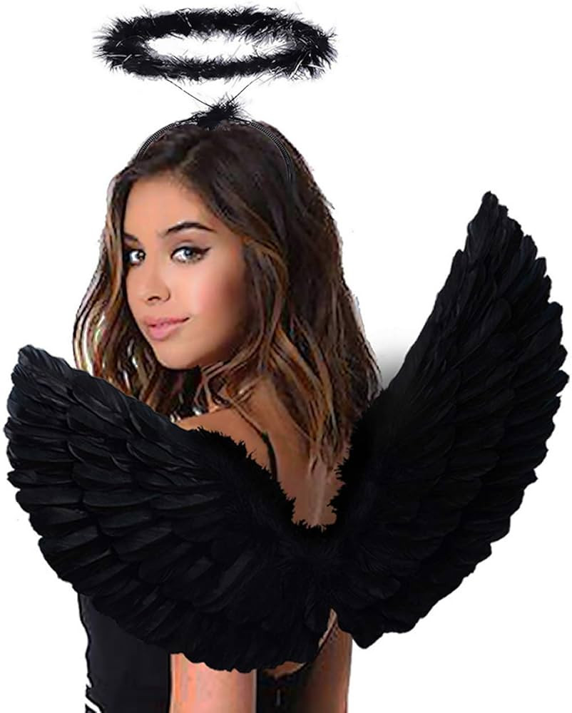 Angel Wings and Halo Black Angel Wings for Kids Adult Halloween Christmas (Black) | Amazon (US)