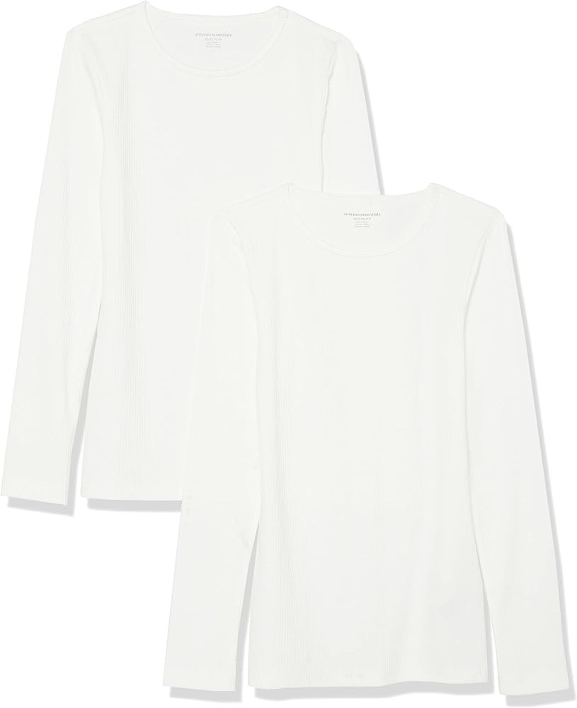 Amazon Essentials Women's Slim-Fit Long Sleeve Rib Knit Crew Neck Top (Available in Plus Size), P... | Amazon (US)