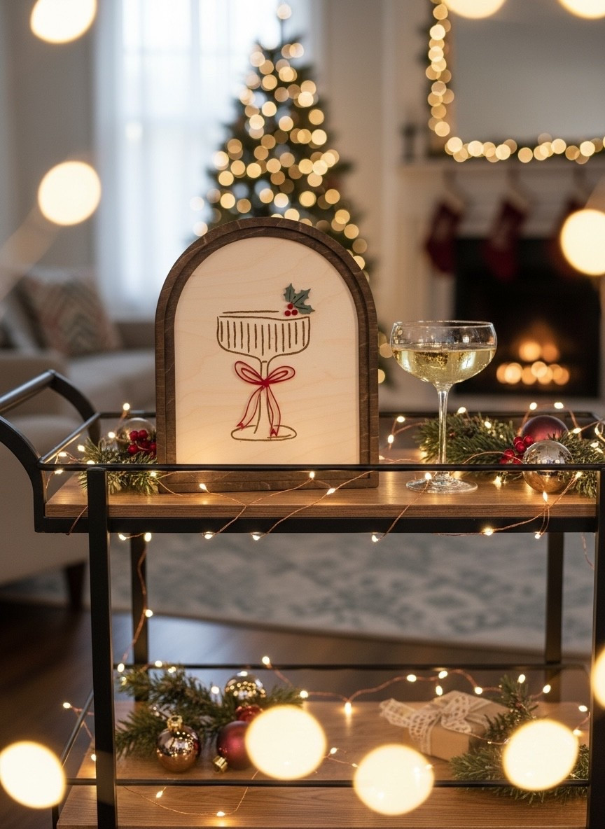 Cozy lights, a holiday cocktail, and the cutest little bar cart moment.
This Christmas Cocktail Sign is handmade from birch wood with layered walnut framing + 3D acrylic details. The perfect touch for any festive hosting setup. ✨🍸🎄

Shop my holiday bar cart look here.


#LTKCyberWeek #LTKHoliday #LTKGiftGuide