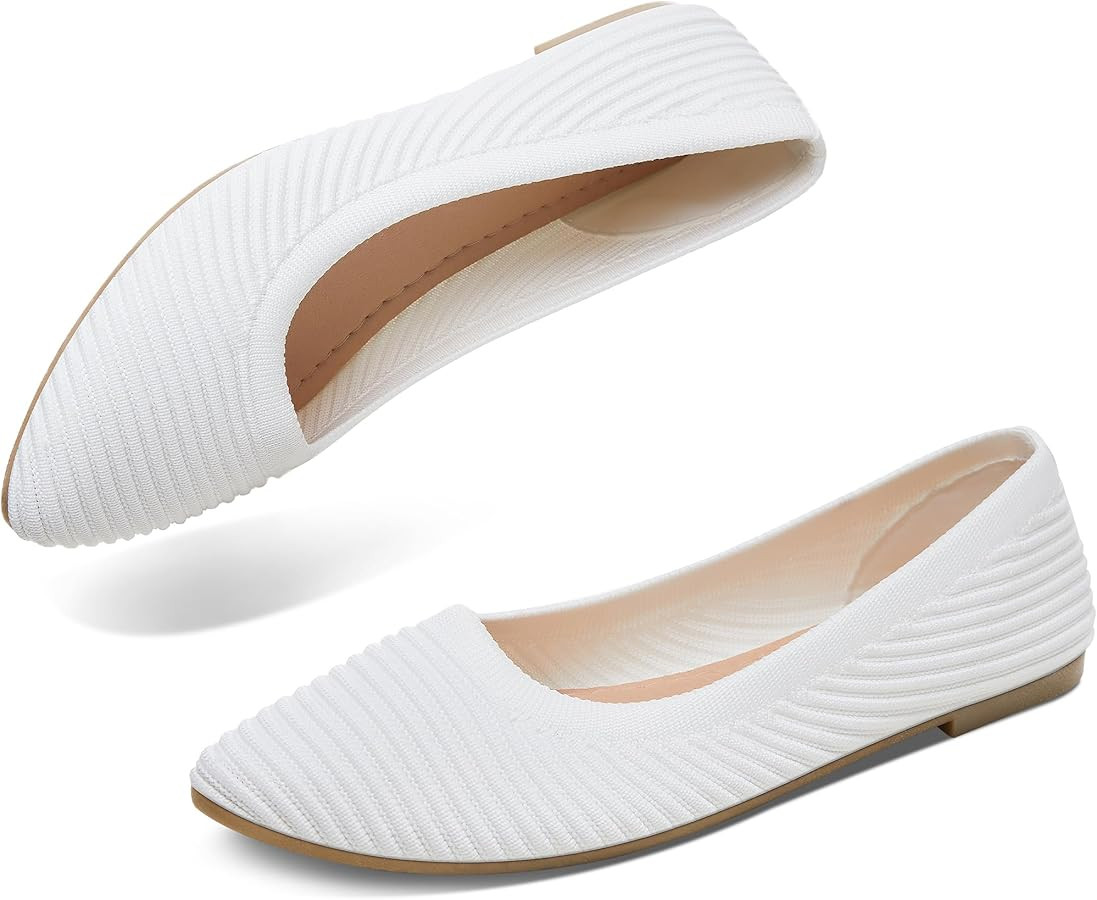 ALTOCIS Womens Knit Ballet Flats Ladies Comfortable Pointed-Toe Dressy Shoes Casual Soft Flat Sho... | Amazon (US)