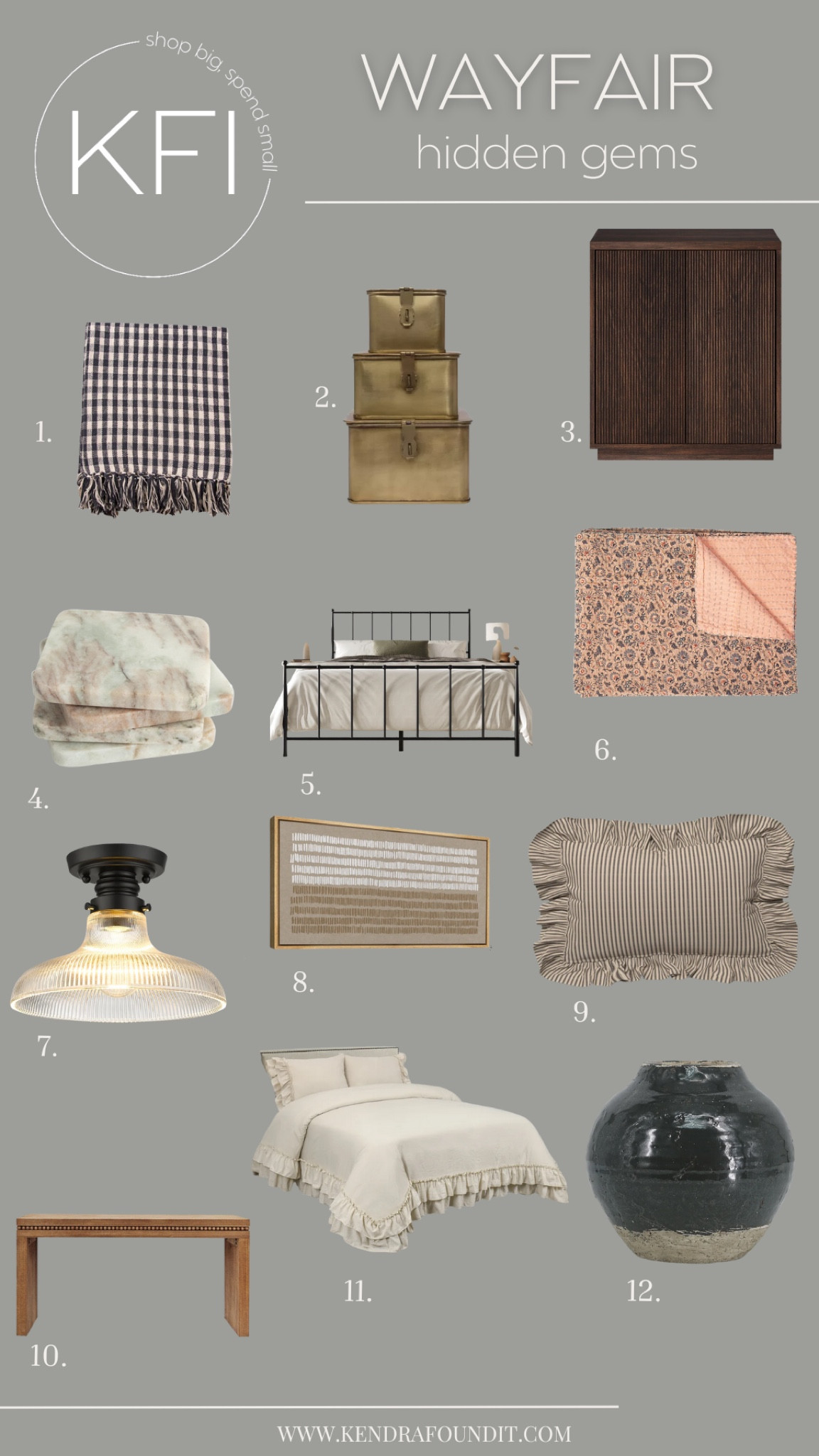 Organic modern Wayfair finds! I've rounded up the best affordable Wayfair finds to help you decorate on a budget. I found affordable, luxurious bedding, a set of gold decorative boxes, an affordable fluted cabinet, a transitional metal bed, marble coasters, budget-friendly abstract art, and so much more.

I’ve wanted a Kantha quilt for ages, but at around $400 each, I absolutely can’t justify that price.  So I found one for WAY less (#6). 👏🏻 I love the printed floral paisley pattern and the fact that it goes well with the checkered houndstooth throw blanket (#1). I’m currently using both in our guest bedroom, but these would also be great for a master bedroom or in a living room as throw blankets.

I can see all of these items going well in a transitional, modern organic, or modern farmhouse home, and will help you get the look for less.

#wayfairpartner #wayfair @wayfair 


#LTKFindsUnder50 #LTKSaleAlert #LTKHome