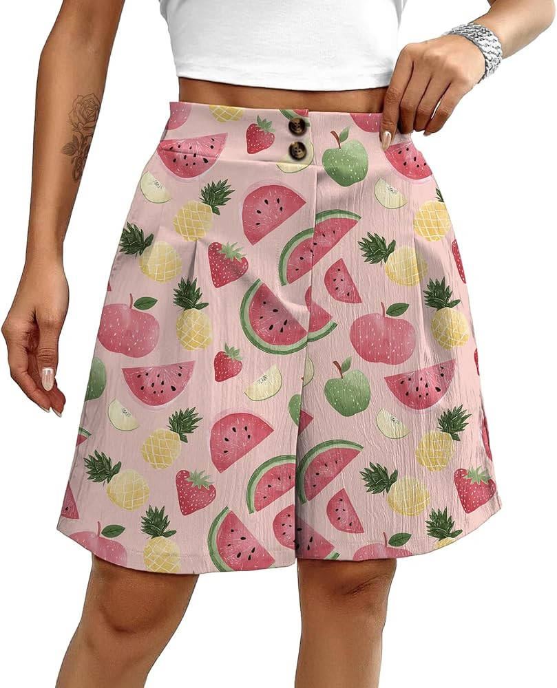domirica Shorts for Women Boho High Waisted Pleated Athletic Cute Shorts Comfortable Oversized Su... | Amazon (US)